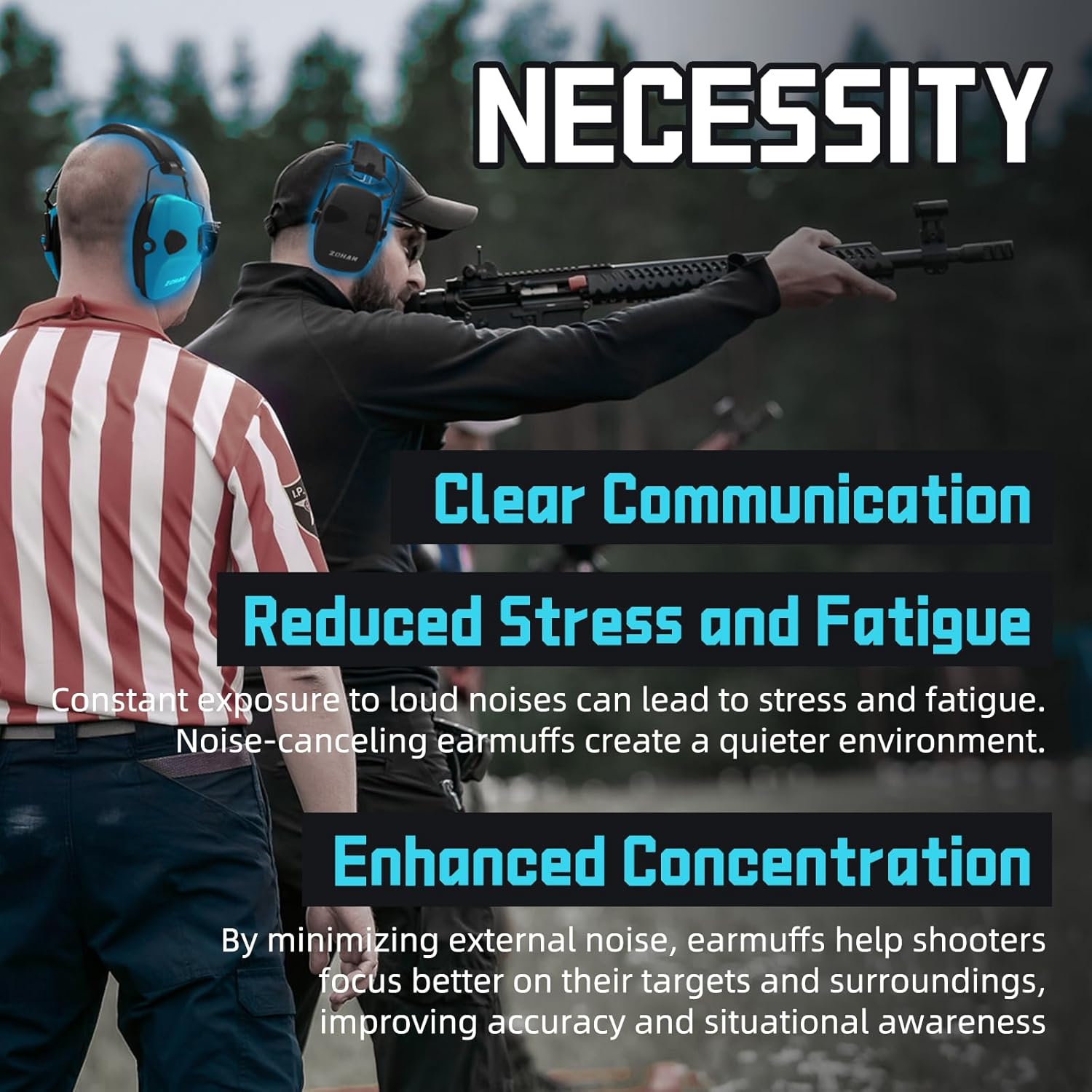 ZOHAN EM054 Electronic Ear Protection for Shooting Range with Sound Amplification Noise Reduction, Ear Muffs for Gun Range - Image 4