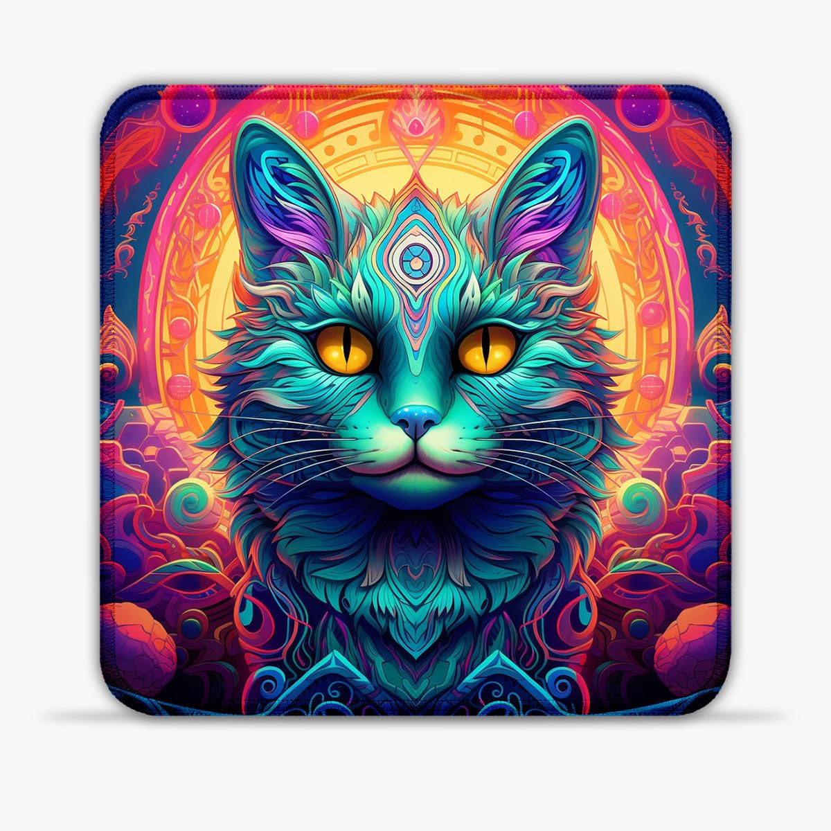 LJSPTU Alfombrilla de ratón para juegos, gatos coloridos y lindos (alfombrilla de mouse de 11.8 pulgadas, resistente al calor, con costuras antideshilachado y base de goma para control de precisión