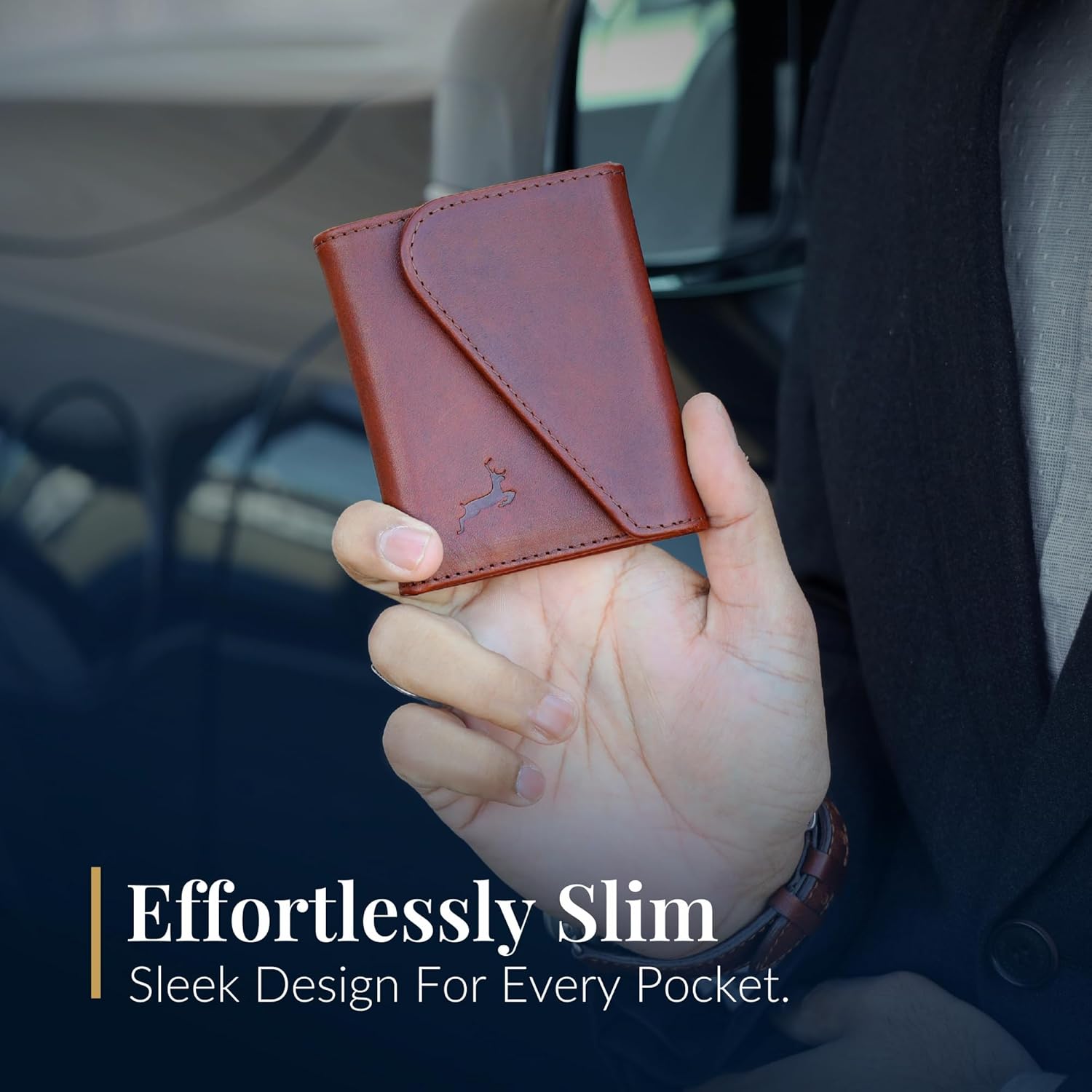 Full-Grain Leather Wallet for Men, Handcrafted Mens Bifold Wallet with RFID Blocking, Magnetic Closure, Slim Minimalist Thin Design, ID Window, Book Shaped Gift Ready Box, 3-Year Warranty - Image 8