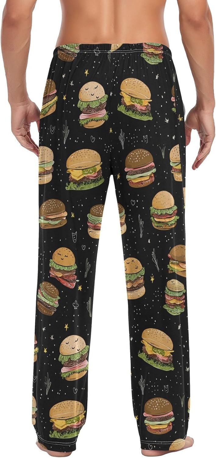 Colorful French Fries Hamburger Pajama Pants Fast Food Men's Pajama Bottoms Lounge Sleepwear PJs Lightweight Sleep Pants XL - Image 2