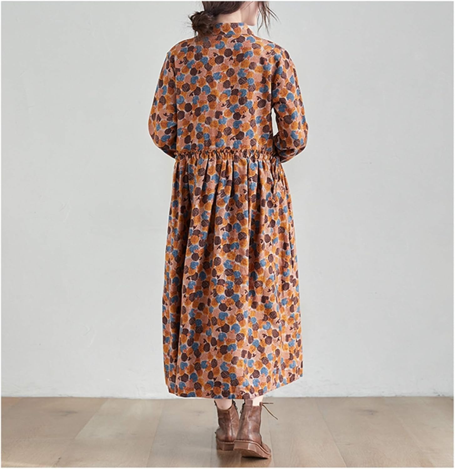 [KANNA] 春服 レディースワンピース 花柄ワンピース ロングワンピース トップス ロング 花柄 ?袖 Aライン 森ガール レデ