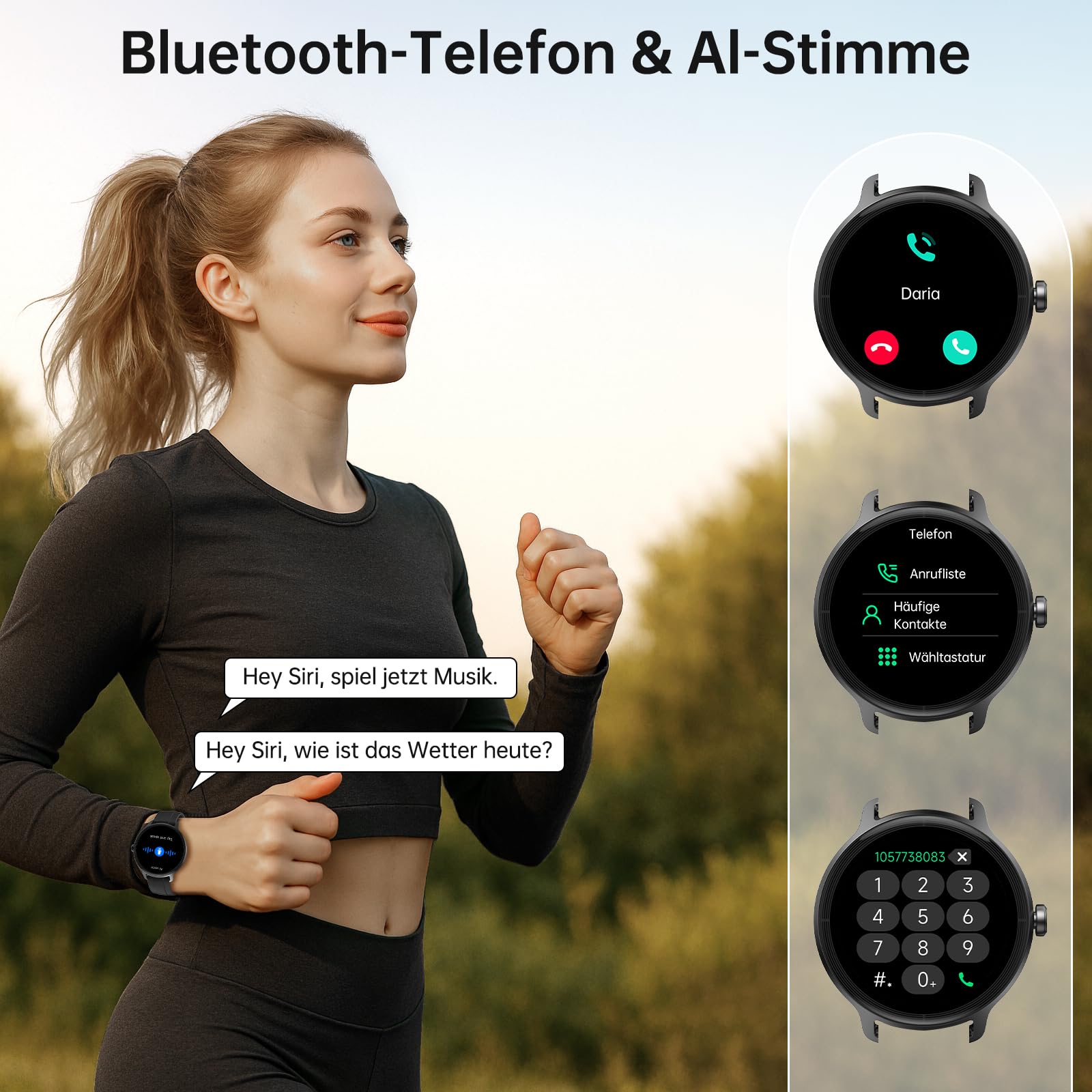 Smartwatch Damen Herren – 1.27" Smart Watch mit Bluetooth Anrufe, WhatsApp/App-Benachrichtigungen, Herzfrequenz, Schlafmonitor, 120+ Sportmodi, IP68 Wasserdicht – Fitnessuhr Kompatibel mit iOS Android
