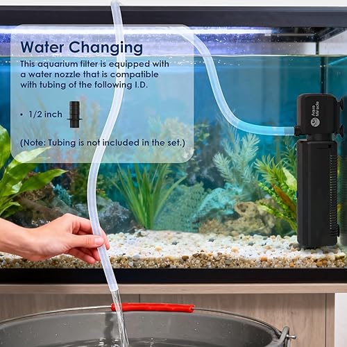 Miniatura 8 de AquaMiracle Filtro de acuario con luz U - V y esponja de filtro, filtro de tanque de peces con temporizador para agua verde, filtro de tortuga con