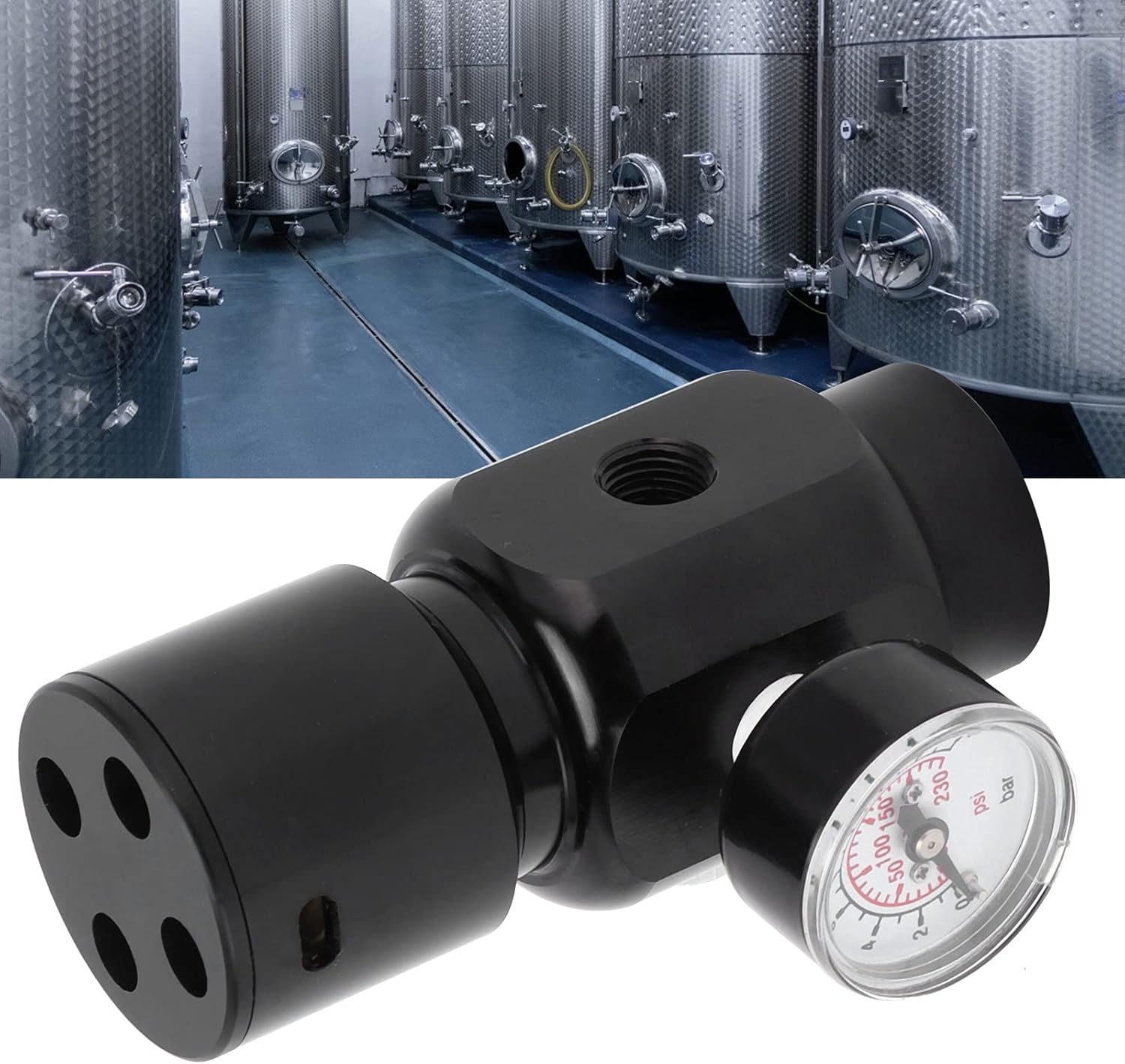 Mini CO Regulator Carbon Dioxide CO2 Regulator Stainless Steel for Beer Soda Water Paintball Tanks with Pressure Gauge