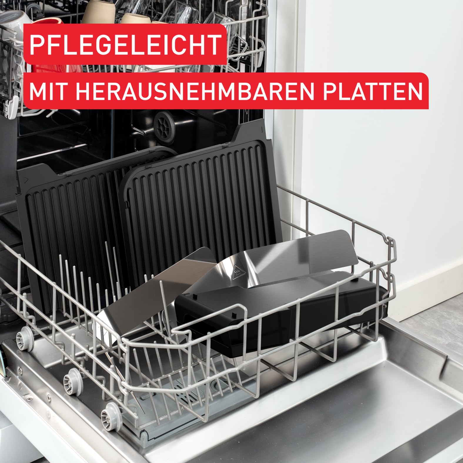 Tefal BBQ Family Elektrischer Tischgrill TG800N10, 2 getrennte Grillflächen, antihaftbeschichtet, Schwarz/Silber