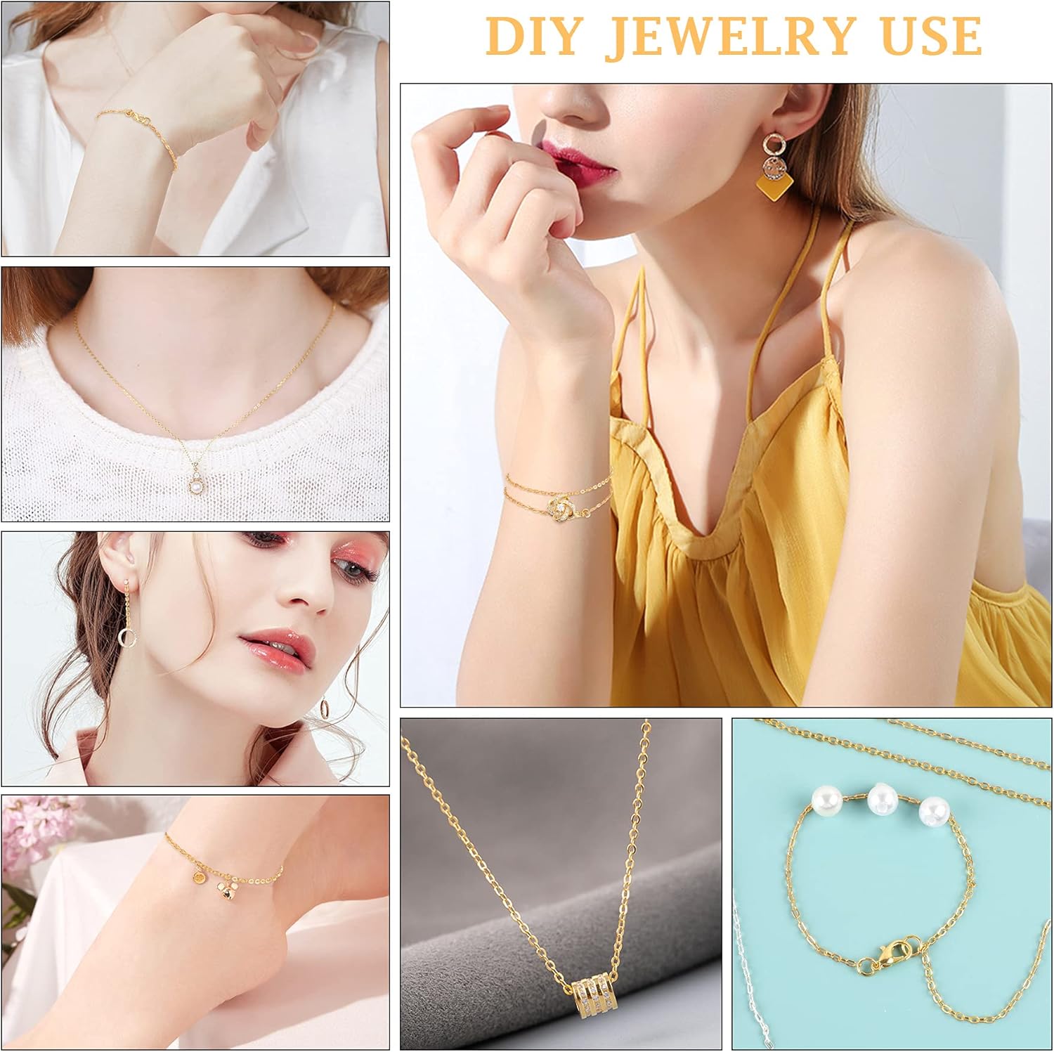 SANNIX 20 Feet Necklace Chains 1.8mm Jewelry Making Chains for Necklace Earring Bracelet Jewelry Making Supplies, Metal Chain Necklace with Lobster Clasps and Jump Rings for DIY Craft, Silver & Gold - Image 7