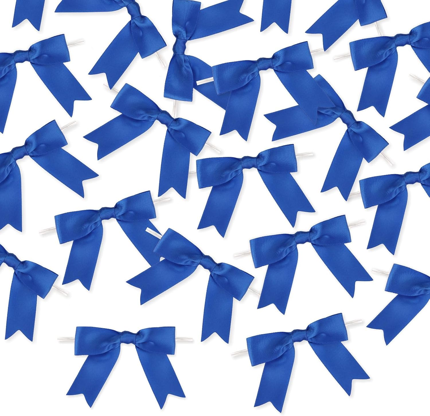 Meseey 100 Pcs Satin Ribbon Bows with Twist Tie 2.5 Inch Royal Blue Pretied Premade Colored Craft Bows for Gift Wrapping Basket Wedding Baby Shower Brithday Party (Royal Blue) image 3