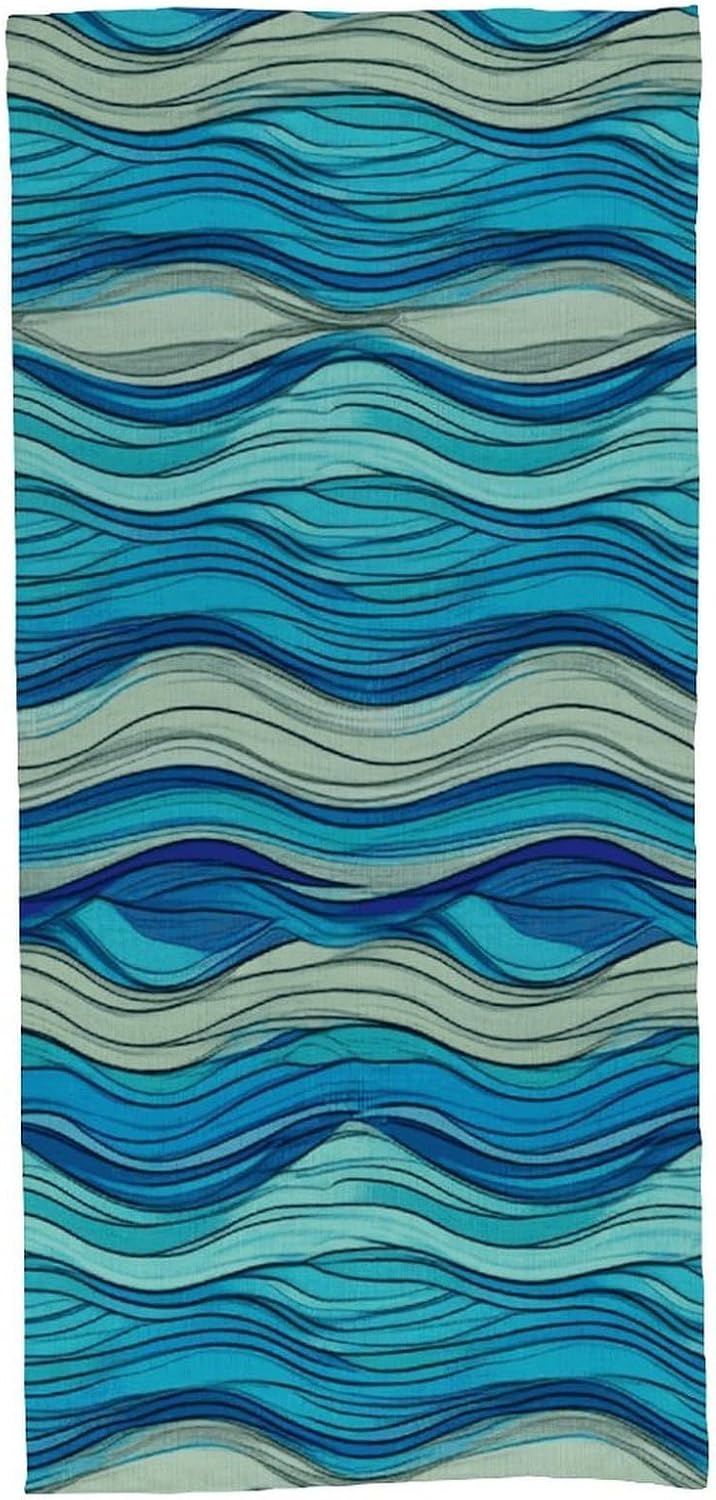 Ocean Stripe Pattern Towel Vacation Accessories Essentials Soft Lighterweight，Bath Towel for Adults Women Men，Bath Towels Gift for All Occasions, Machine Washable.