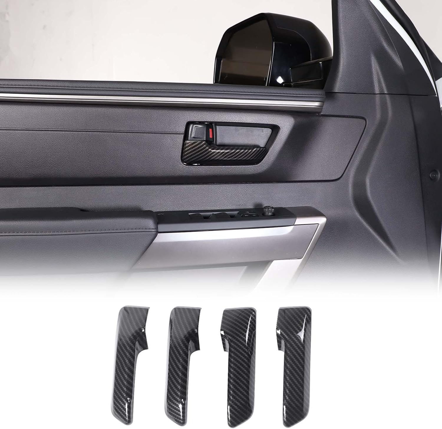 Interior Door Handle Cover Compatible with Toyota Tundra 2022-2025/Sequoia 2023-2025/Tacoma 2024-2025 Accessories, ABS Inner Pull Handle Protector Trim, 4PC Set (Orange)