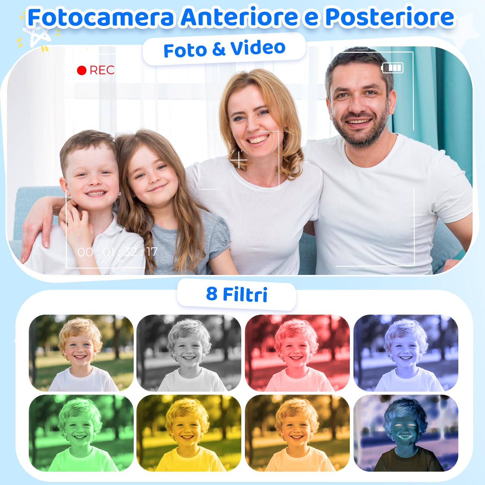 CHAKEYAKE Telefono per Bambini, Smartphone Bambini 4G Sbloccato con Chiamate, Touch Screen, Doppia Fotocamera, Giochi Educativi, Lettore Musicale, Regalo per Ragazzi e Ragazze 3-9 Anni, Blu