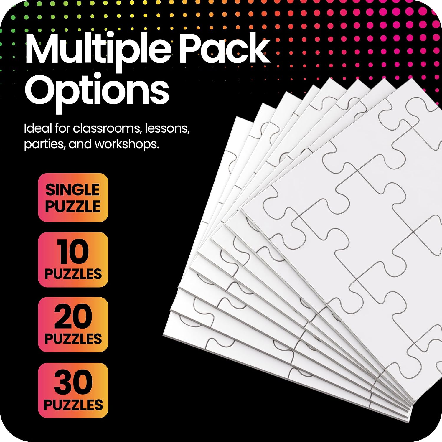 Hygloss Junior Community Puzzle – Award-Winning Design – 16 Piece Blank Puzzle to Write and Draw On – Universal Interlocking Pieces, 12" x 12" Layout – Toddler Arts & Crafts, Kids Group Activity Ideas