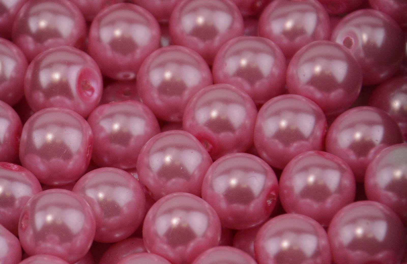 Box Displays Baby Pink 20 Pieces 14Mm Round Glass Pearl Beads - Colour Choice