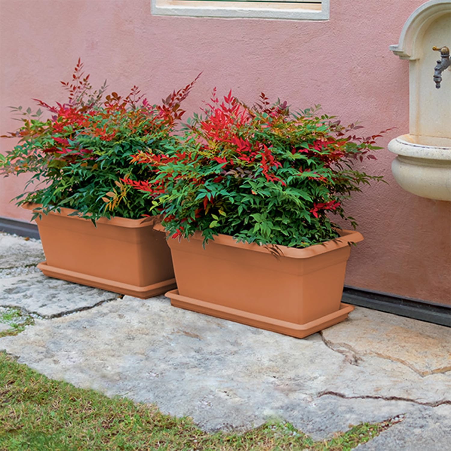 Fioriera + Sotto Fioriera Mediterraneo STEFANPLAST (Terracotta, CM.100)
