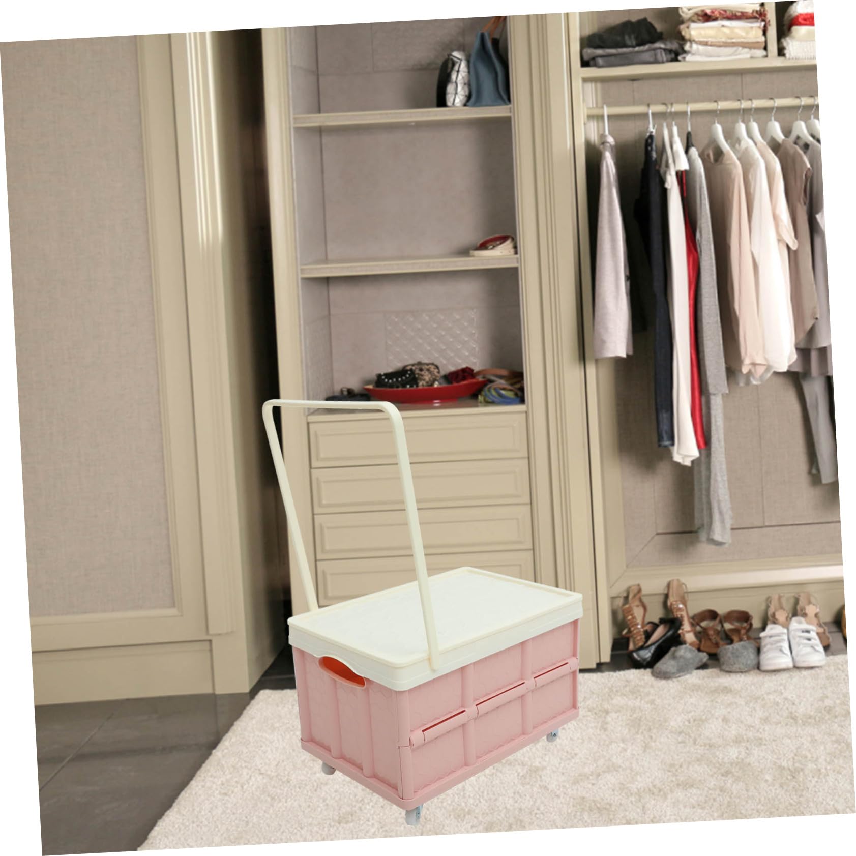 DOITOOL Contenedores De Plástico Para Libros Contenedores De Mudanza Con Tapa Carros Rodantes Del Maestro Caja De Picnic Con Rueda Aire El Plastico Carro De Almacenamiento Juguete Compras
