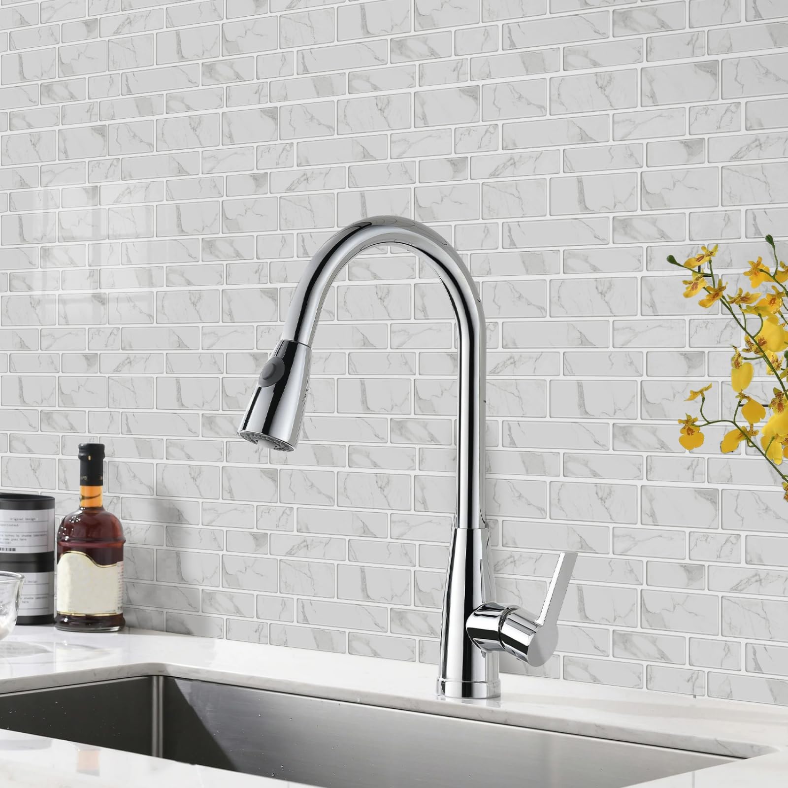 LMYSXAOZ Self Adhesive Wall Tiles Light Gray Stick on Thicker Peel and Backsplash for Kitchen Bathroom Tile Stickers