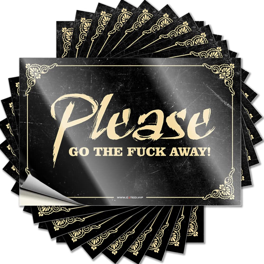 Fzfn Men's Colour Unique Plastic Quote - Please Go The Fuck Away Removable Decal Case Easy Peel For Inside(12X18cm)