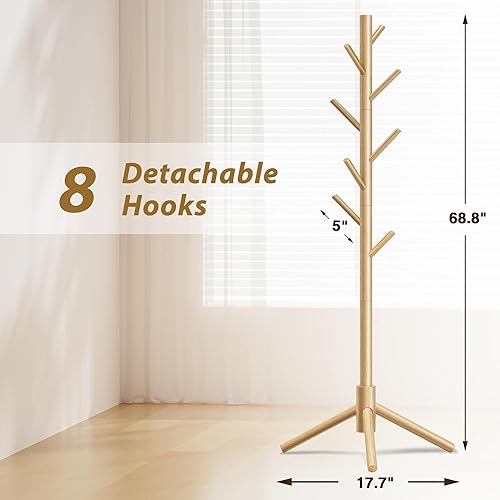 Miniatura 20 de Perchero independiente con 8 ganchos, 3 alturas ajustables para ropa, sombreros, bolsos, percheros de fácil montaje para entrada, dormitorio, Negro