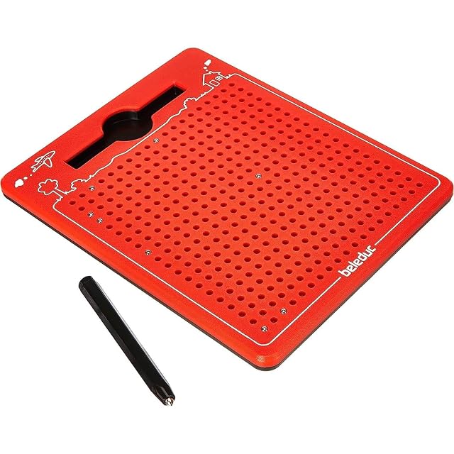 Beleduc 21091 - El mágico juego magnético, tablero de dibujo magnético, para llevar, rojo, pequeño 175 x 215…