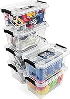 EasyCozyHomey Clear Stackable Storage Bins with Lids 6 Pack, 7 Quart Buckle-Up Organizer Bins with Handles for Home Office Pantry