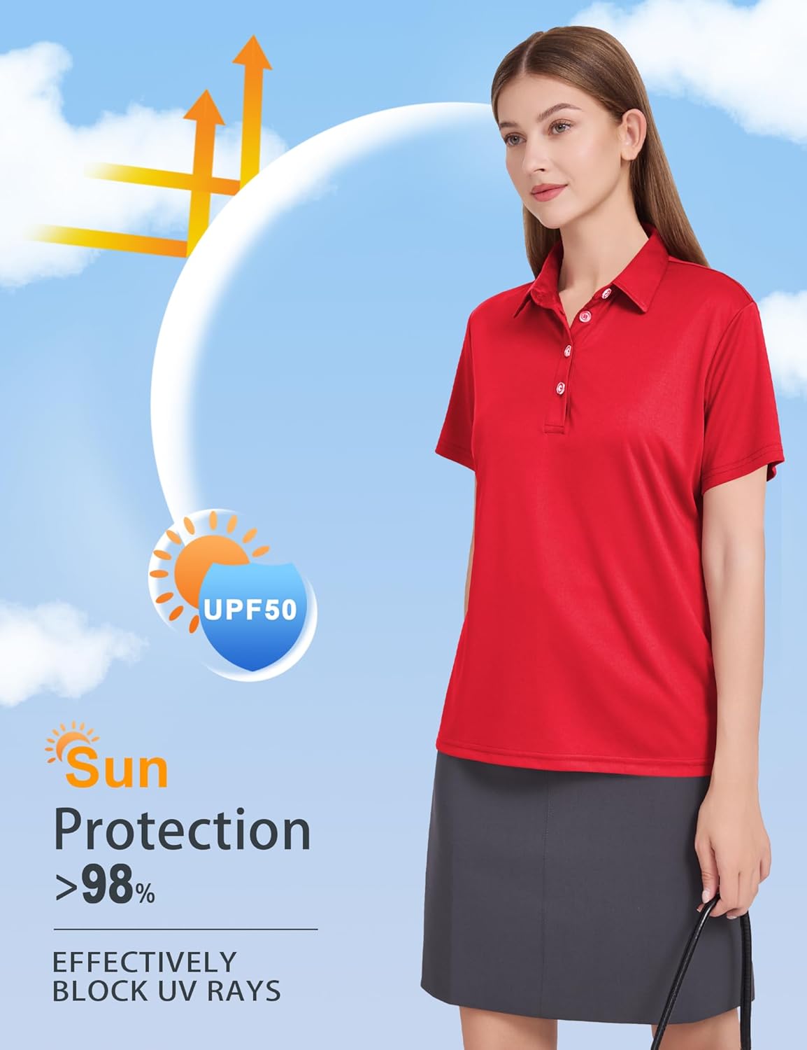 Women's Polo Shirts UPF 50+ Casual Work Quick Dry 4 Buttons Short Sleeve Collared Golf Shirt XS-4XL - Image 4