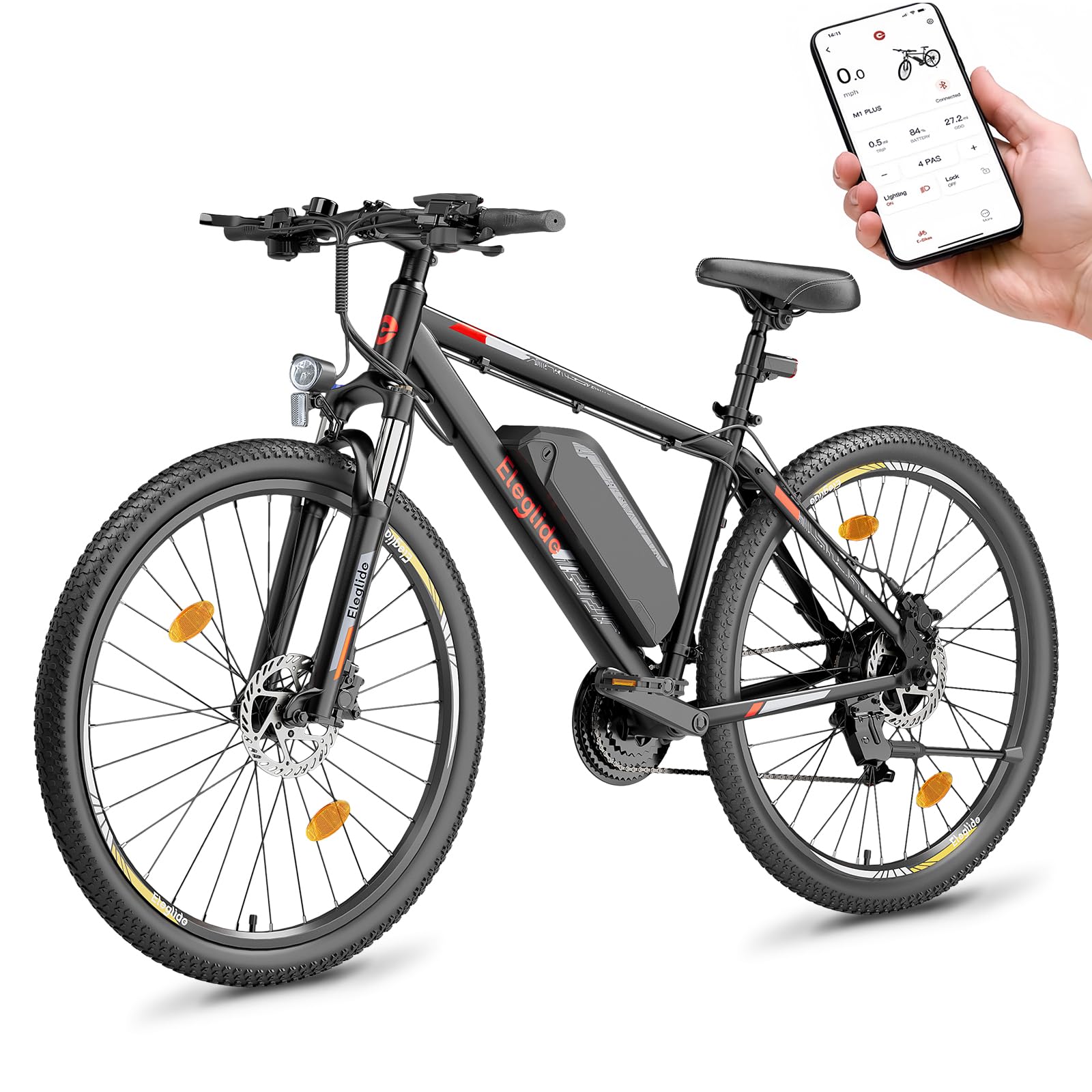 Electric Bike, Mopride 2 27.5''/29'' Electric Bicycle for Adults, Max Range 130KM, E Mountainbike, 36V 15.6Ah Removable Battery, Dual Hydraulic Disk Brake, 21 Speed, APP