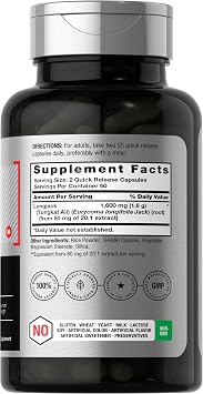 Horbaach Longjack Tongkat Ali for Men and Women | 120 Capsules | Extract Supplement | Maximum Strength Pills | Eurycoma Longifolia | Non-GMO and Gluten Free