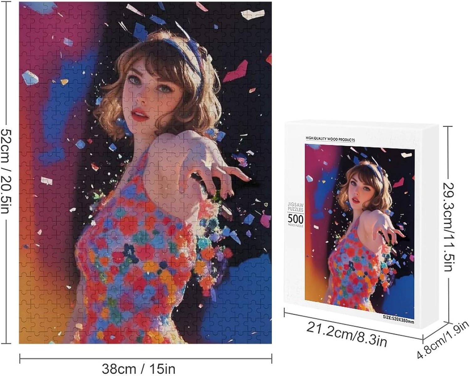 Artistic Musical Performance Jigsaw Puzzle, 500 Pieces, Purple and Blue,or Women Music Gift Merchandise for Friends Daughter Sister, Friendship Birthday Ideas