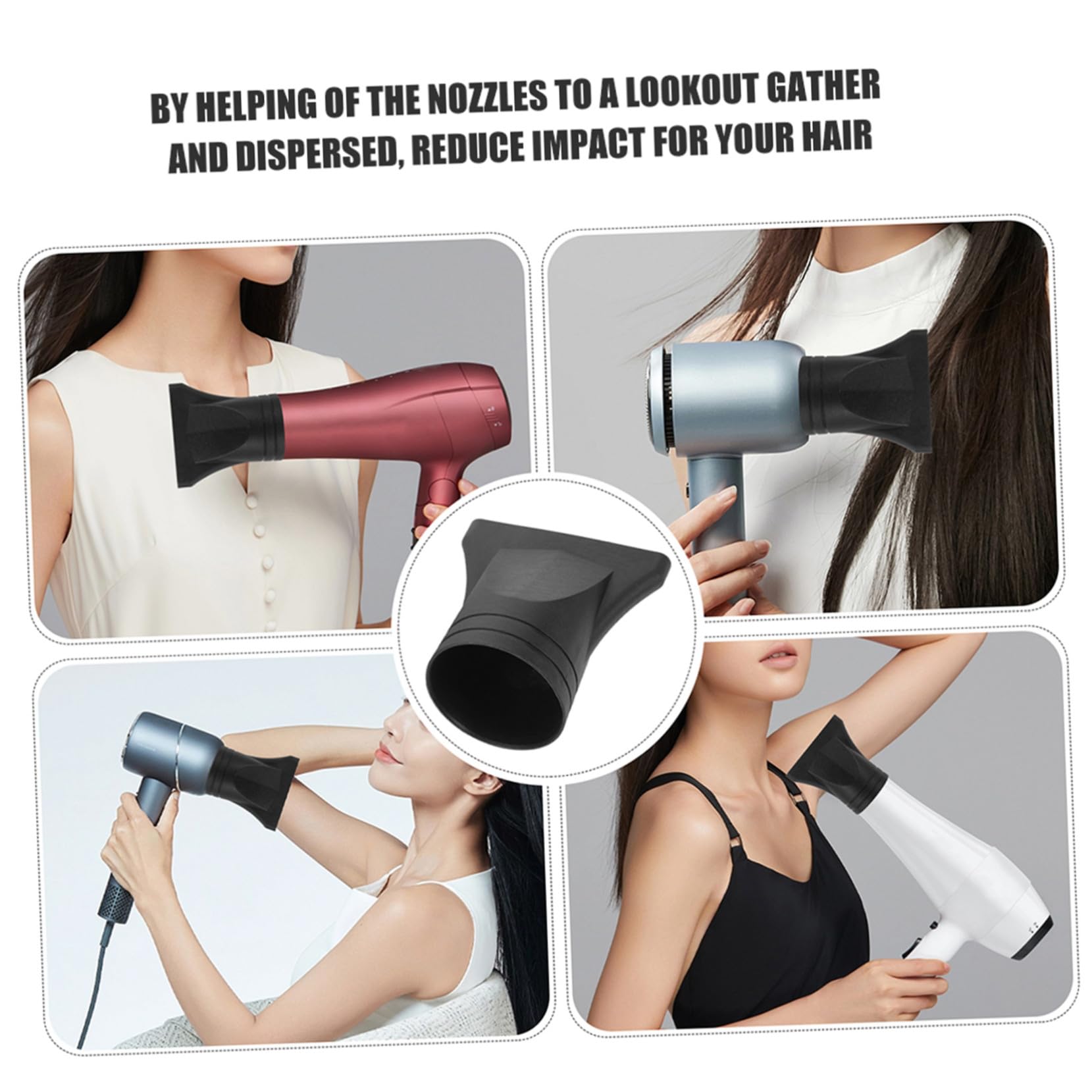GALPADA 4 piezas Boquillas para Secador de Pelo Negras Accesorios Concentradores Estrechos Resistentes al Calor Repuestos Compatibles con Práctica Herramienta para Peinados Rápidos y