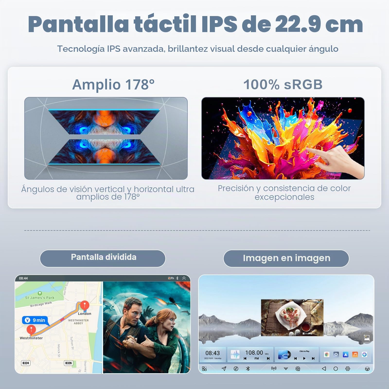 Hikity Qualcomm Snapdragon 8 Core 4+64G Android 15 Autoradio para Nissan NV200 2009-2018 Wireless CarPlay Android Auto IPS Pantalla Táctil 9" BT5.1/Disipación del Calor/GPS WiFi FM RDS SWC DSP