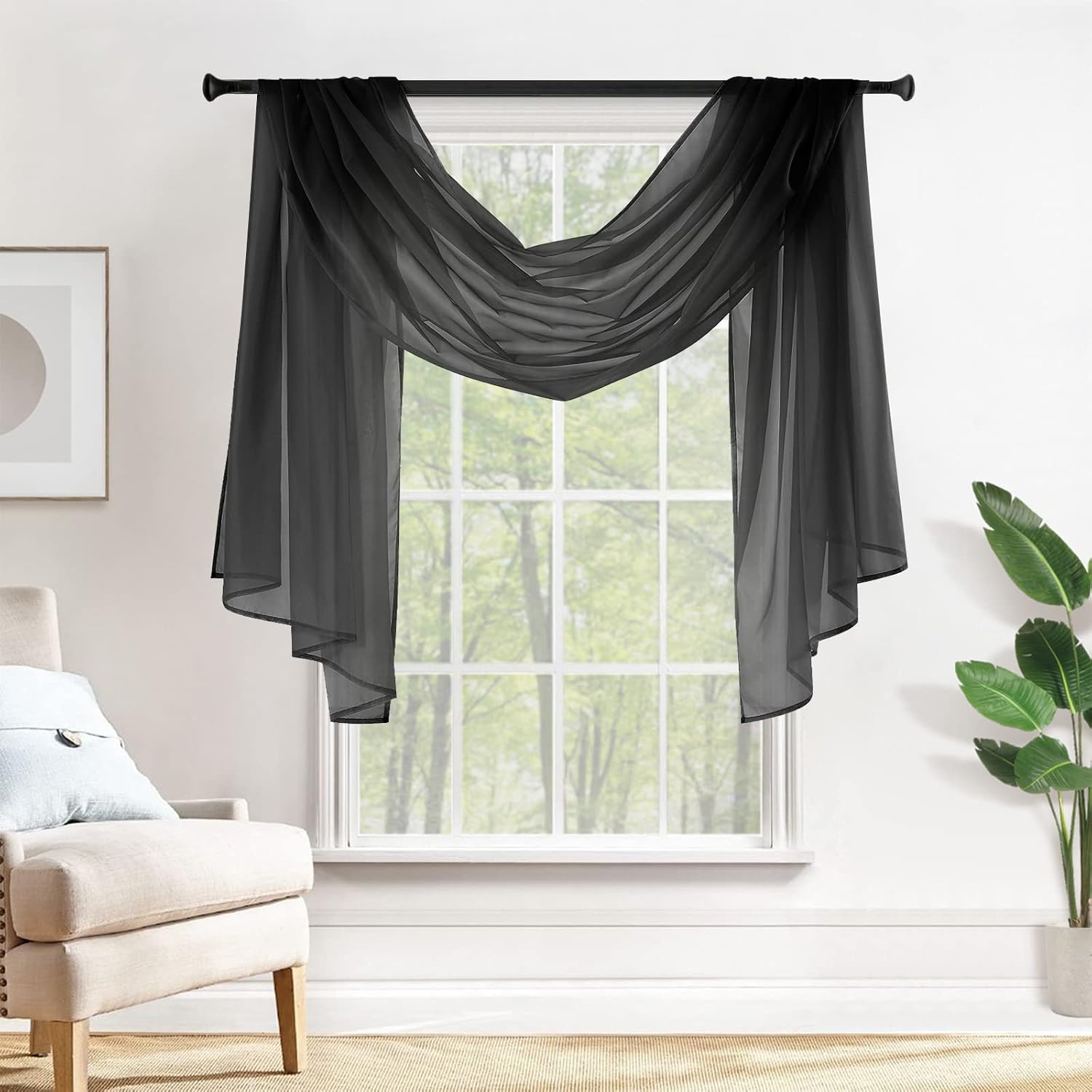 Amazon.com: MIULEE Black Window Scarf Valance for Halloween Party
