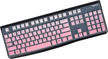 Keyboard Cover for Logitech K120 & MK120 Wired Keyboard, Logitech K120 Keyboard Skin Protector - Gradual Pink