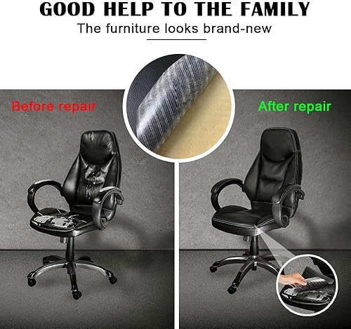 Miniatura 4 de Cinta de reparación de cuero grande de 20 x 55 pulgadas, parche de reparación de cuero autoadhesivo para sofás, muebles, asiento del conductor,