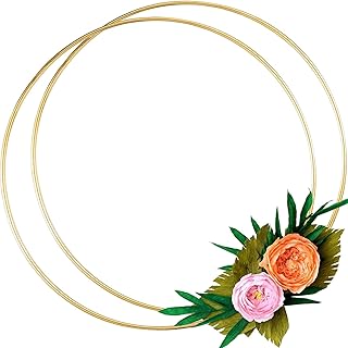2 Pack 14 Inch Large Metal Floral Hoop Wreath Macrame Gold Hoop Rings for Making Wedding Wreath Decor and DIY Dream Catche...