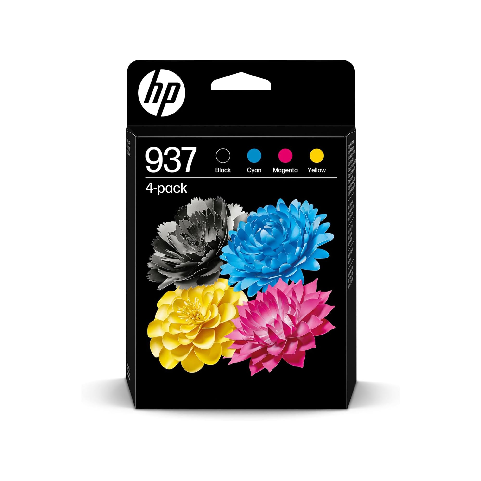 HP 937 6C400NE, Pack de 4, Cartuchos de Tinta Originales Negro, Cian, Magenta y Amarillo, Compatible con impresoras OfficeJet Pro 9110, 9120, 9130, 9720 y 9730