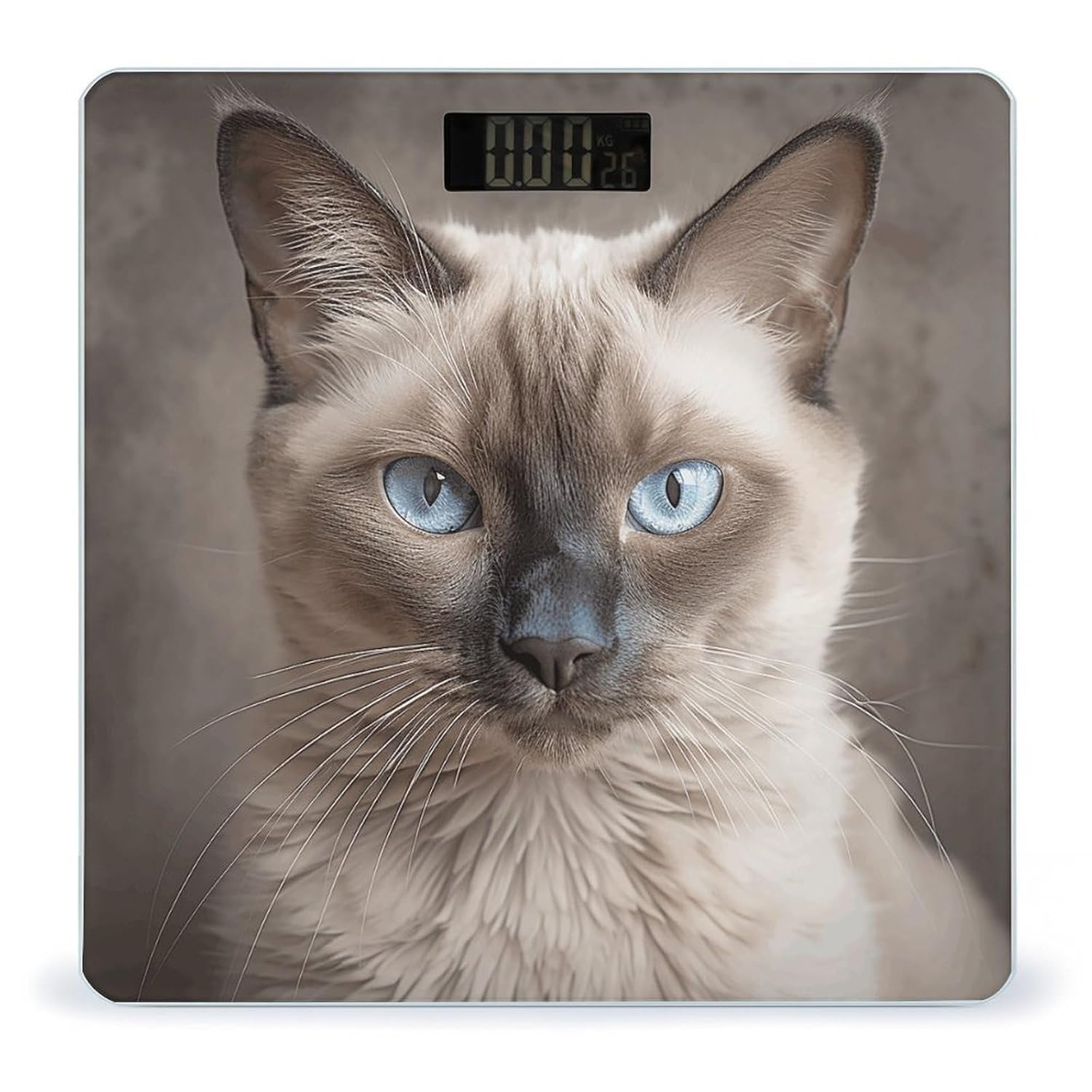Beautiful Siamese Cat Bathroom Scale for Body Weight LCD Display Digital Bathroom Scale Tempered Glass Bathroom Weight Scales Fashion Smart Scales for Home Bedroom 400 Lb