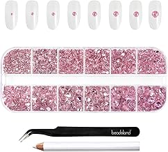 Beadsland 2500 Pieces Light Pink Rhinestones Flatback Gems Round Crystal Rhinestones for Crafts (Pink lt.)