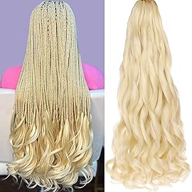 COOKOO 9 PCS Pre-Stretched French Curl Braiding Hair 22 Inch Loose Wave for Box Braids Spanish Curly Spiral Crochet Braids With Curly Wave Ends for Women Blonde 613