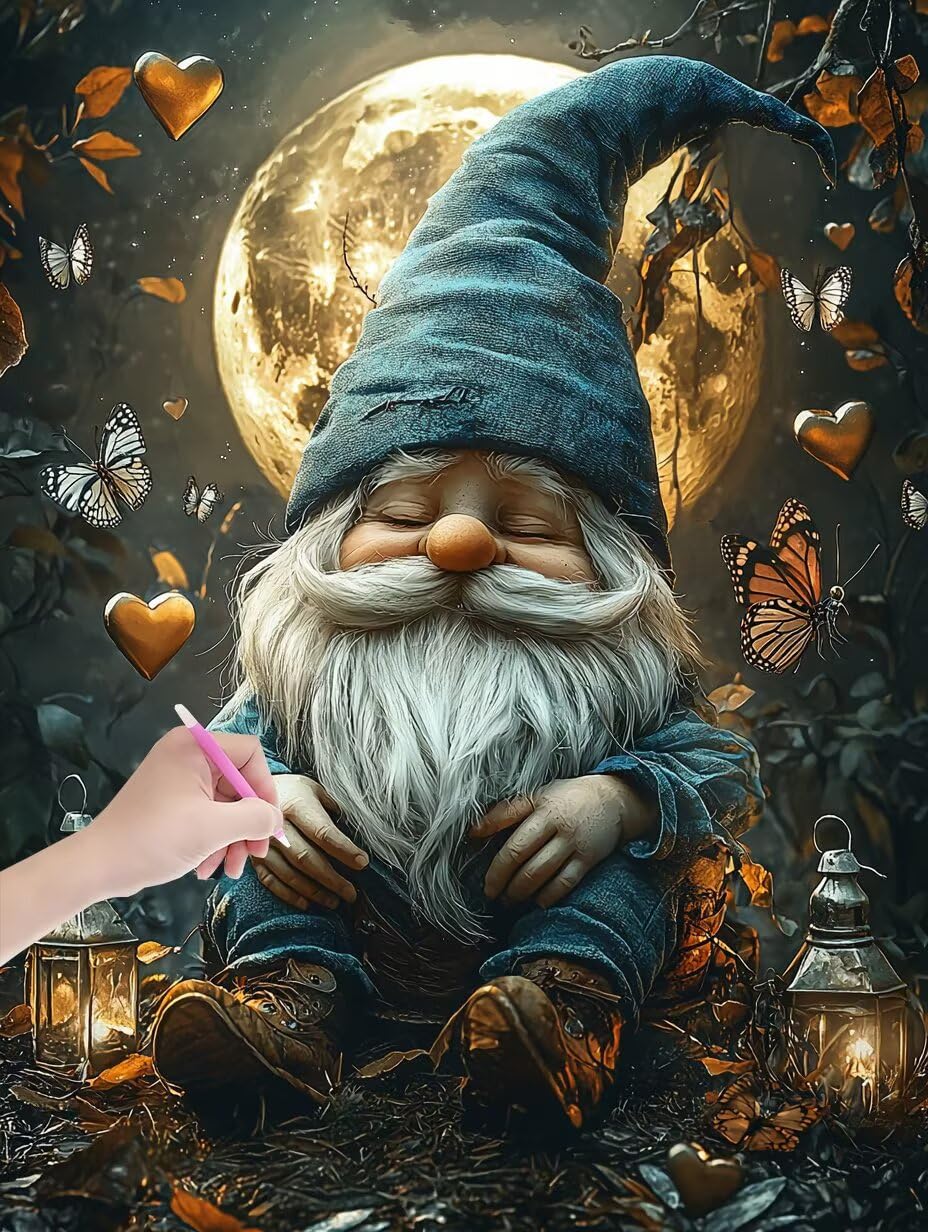 Malarstwo diamentowe 5D, krasnal, motyl do malowania diamentami, dla dorosłych, do samodzielnego wykonania, zestaw do majsterkowania, zestaw do malowania diamentowego, dekoracja ścienna, 90 x 120 cm