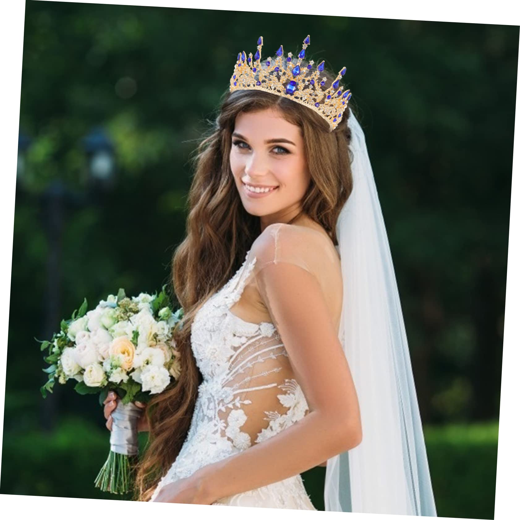 EXIN DECHEN Diademe Femme Rond, Couronne Princesse Baroque Cristal