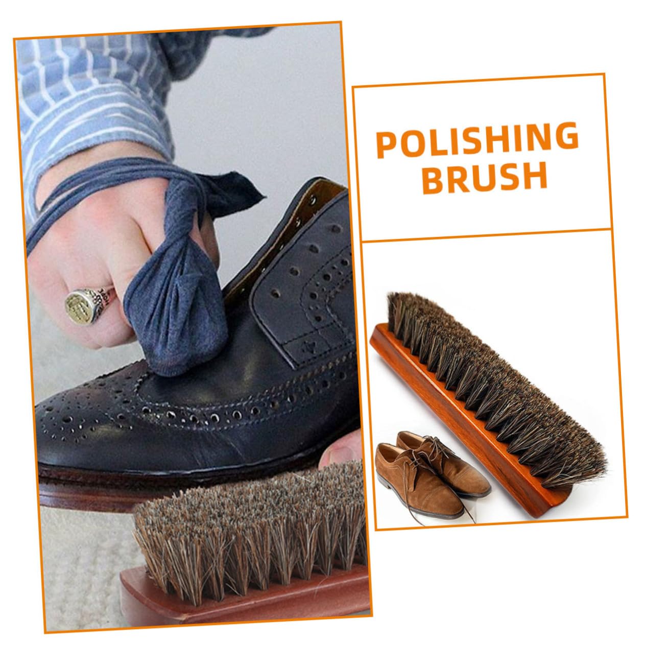 4 Piezas Cepillos de Limpieza de Zapatos de Crin de Caballo Juego para Pulido de Zapatos Limpieza de Asientos de Automóviles y Sofás Cepillo Multifuncional para Brillo y de
