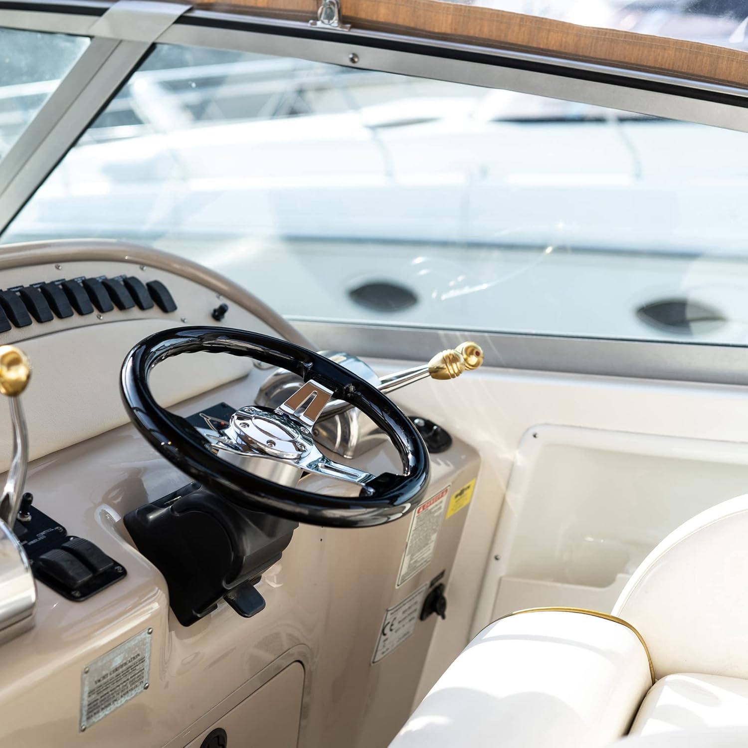 Water Sports Möwe Marine Boat Steering Wheel Palma II Wood Real Leather