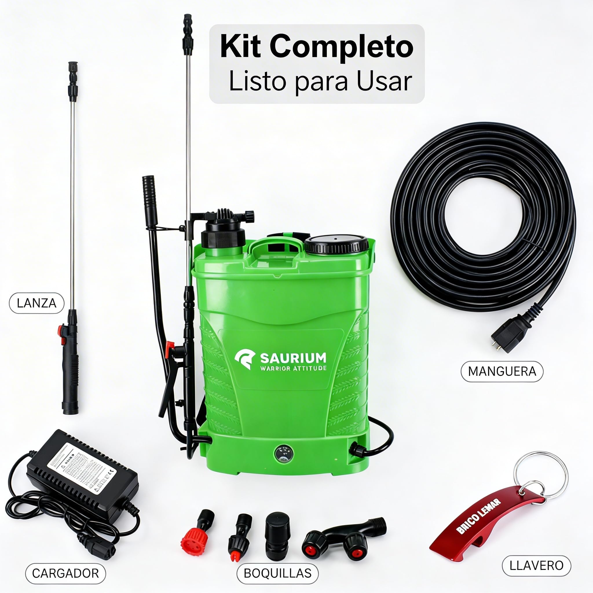 Pulverizador Mochila 16L Manual y a Batería 12V 8Ah para Jardín y Fumigación