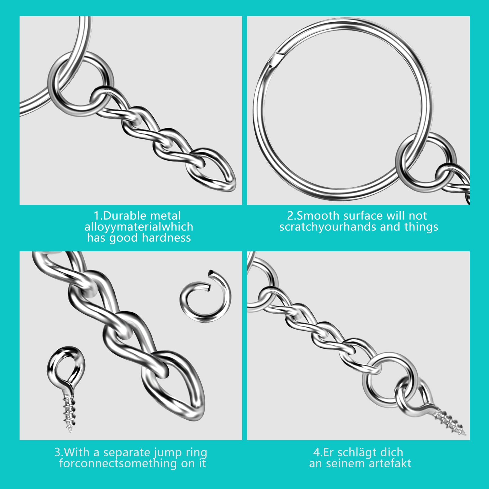 Kit 450 Pezzi Portachiavi In Metallo - Anelli, Catene E Pini Per Creazione Gioielli - Foto 3