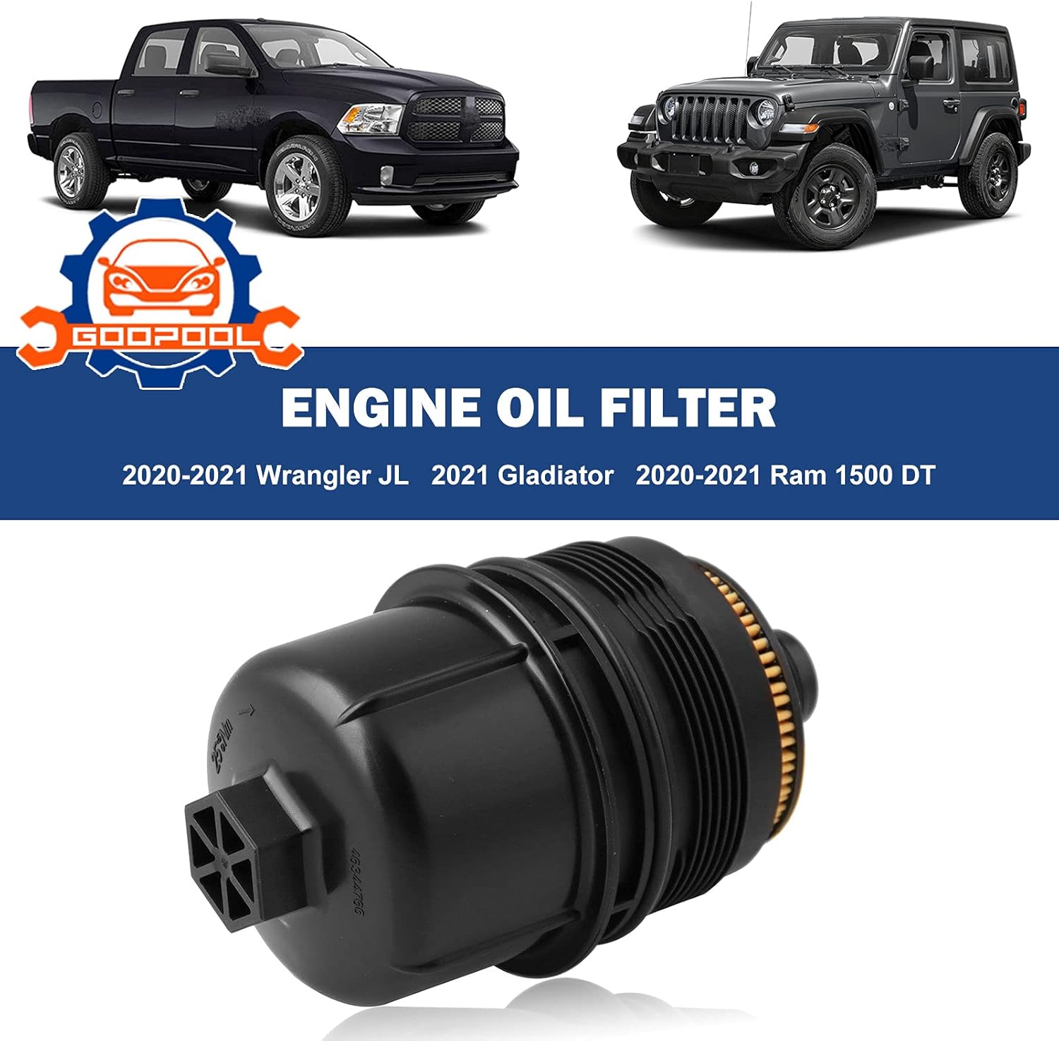 Ecodiesel Engine Oil Filter 68507598AA 68498720AA Compatible with Jeep 2020-2023 Wrangler JL 2021-2023 Gladiator 2020-2023 Ram 1500 DT -3 PCS