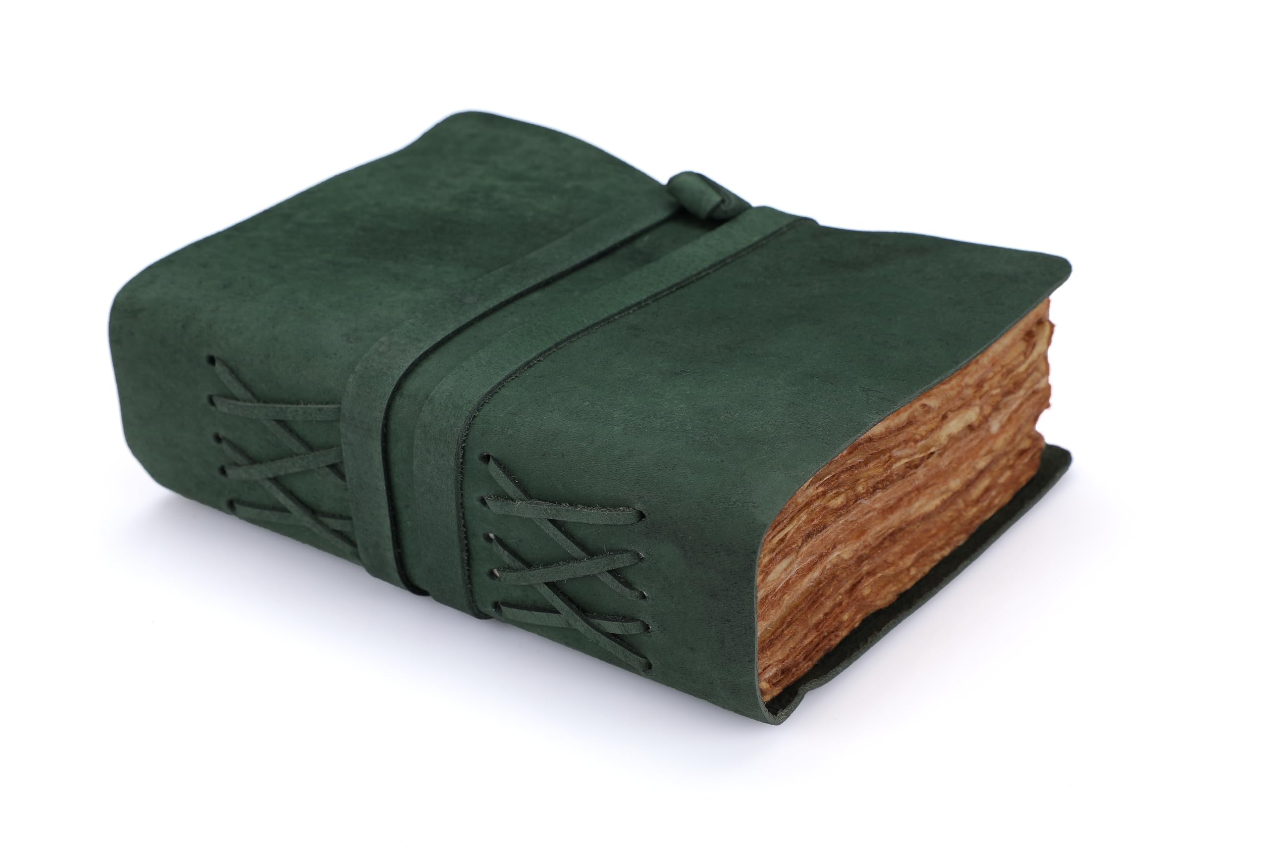 Fausta Handmade Vintage Leather Journal - 7"x5" Diary for Men & Women, Hunter Green, 7x5 inches