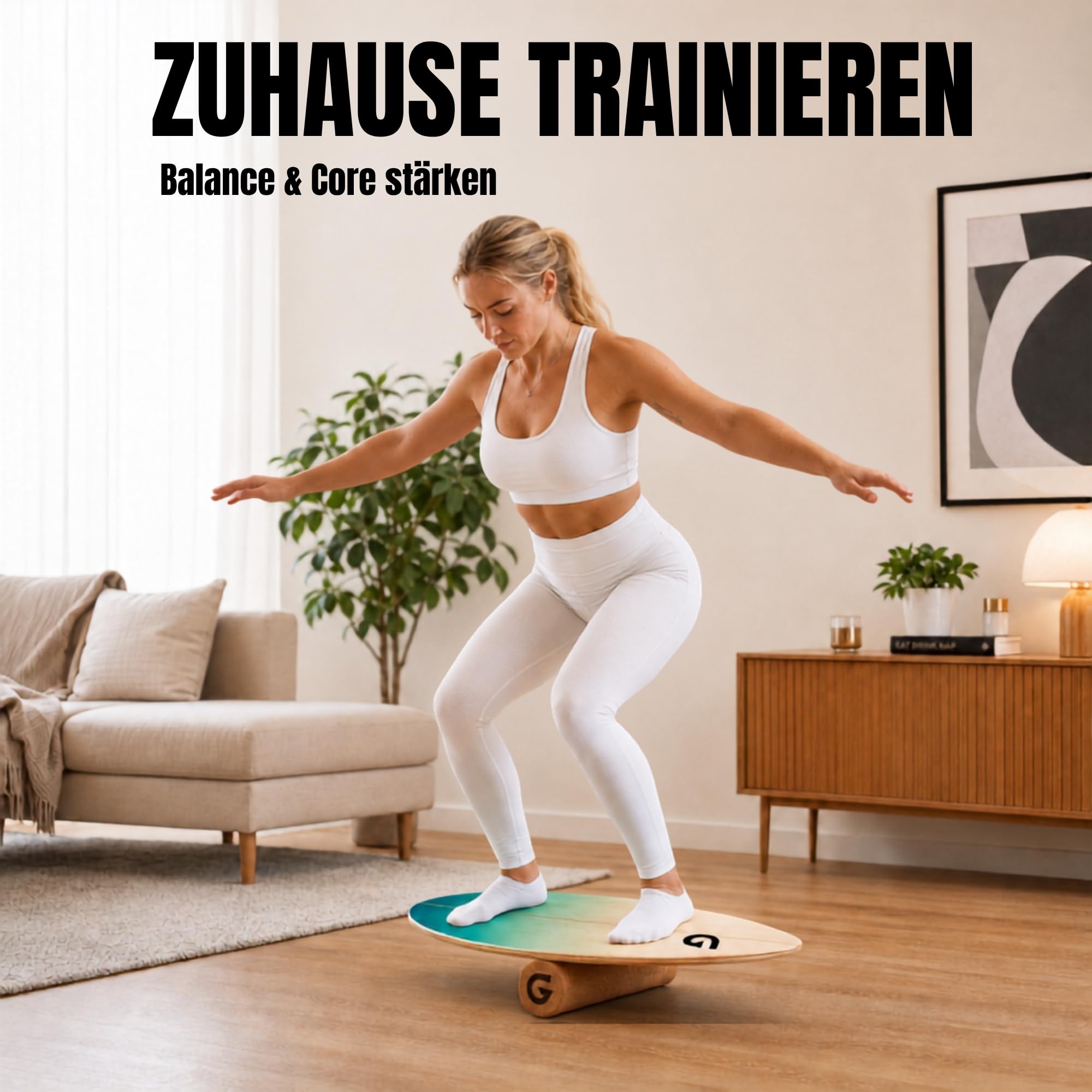 Glory Boards® Balance Board – Handmade - 100% Birkenholz - Inklusive Korkrolle - Optimal für Gleichgewichts- & Krafttraining, Für Einsteiger & Fortgeschrittene, Indoor & Outdoor – Erwachsene & Kinder