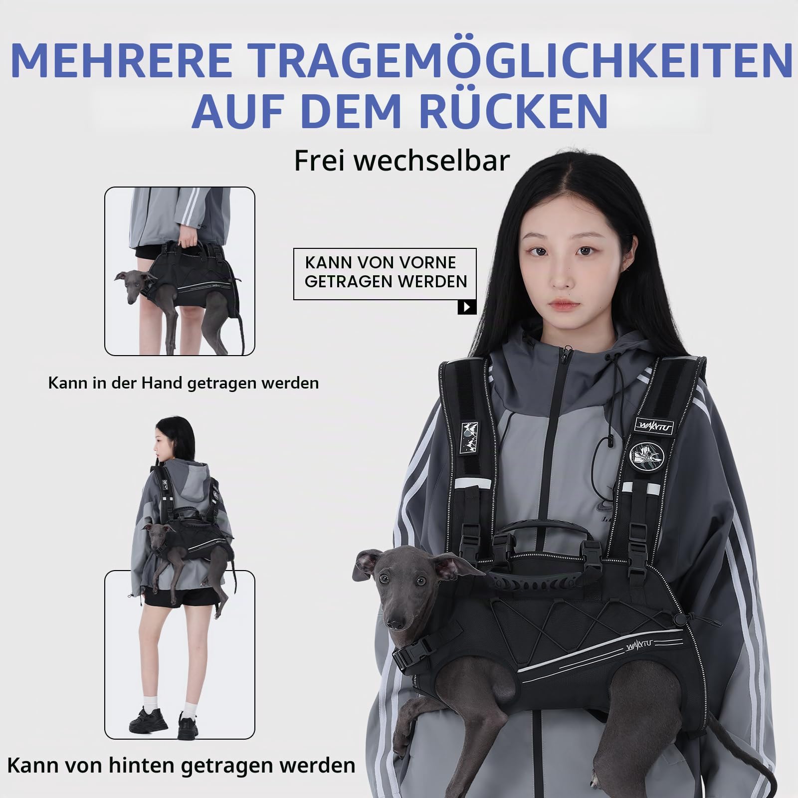 Wakytu Hundeliftgeschirr für kleine Hunde,Hunderucksackträger,Verstellbare gepolsterte atmungsaktive Gurte für Hunde,Behinderte,Gelenkverletzungen,Arthritis,M(3.9-8kg)
