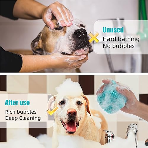 Miniatura 3 de Juego de 6 piezas de silicona para mascotas cepillo dispensador de masaje de baño, cepillo de dientes de dedos, cortaúñas y lima para perros y gatos