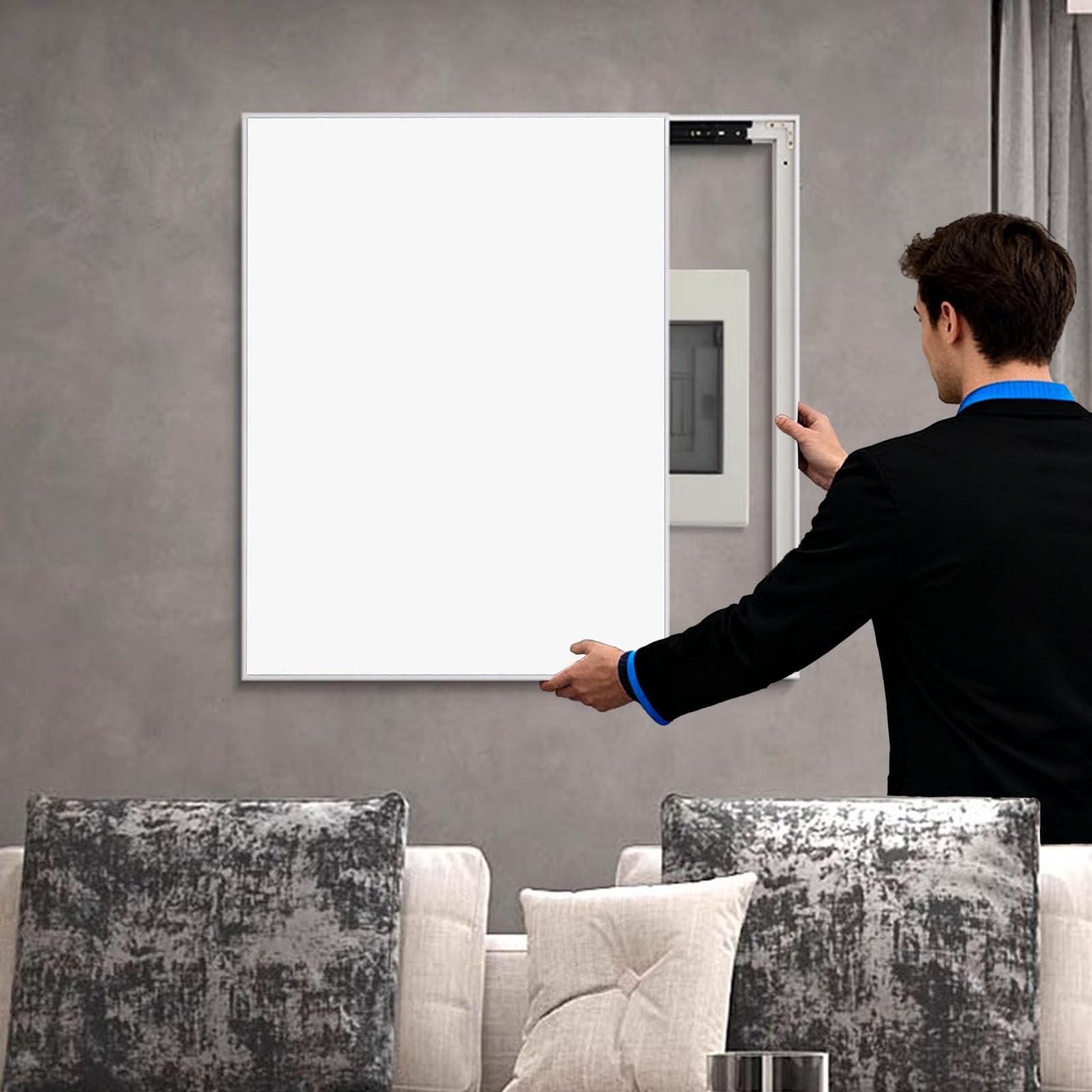 Couvercle de panneau électrique coulissant pour dissimuler l'armoire à fusibles