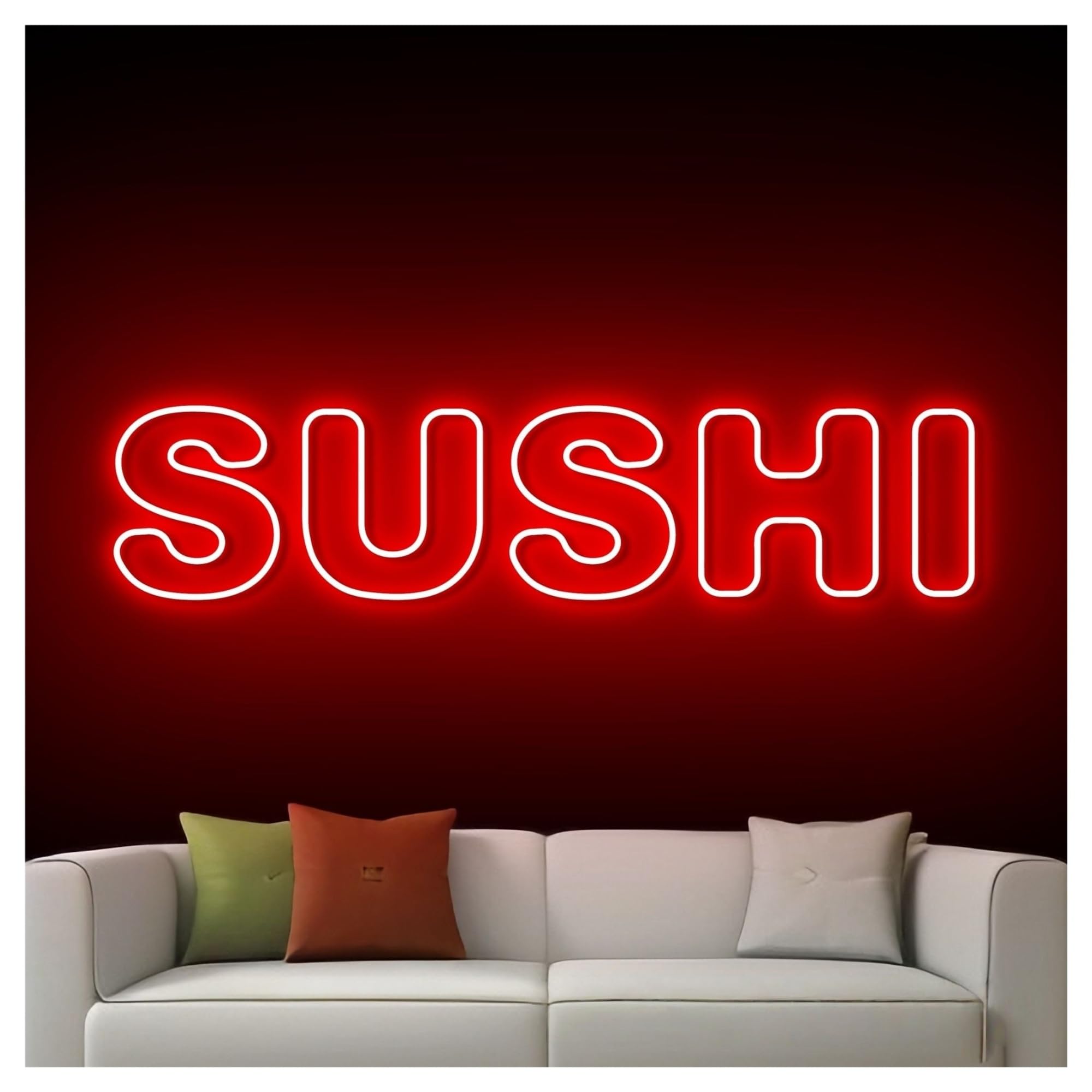 Wiszące neony artystyczne Neonowa Tablica Z Napisem „Sushi”japońska Sztuka Ścienna Do Restauracji, Witryna Sklepowa, Wejście Firmy, 50cm
